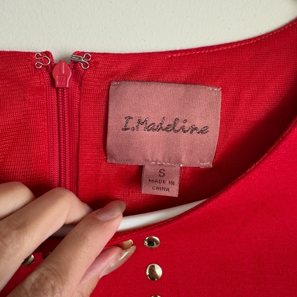 I. Madeline Red Studded Bodycon Mini Dress – Women’s Size S - Picture 3 of 4